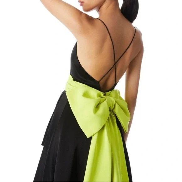 NWOT Alice Olivia Joss bow high low black gown size 12 - Picture 4 of 9